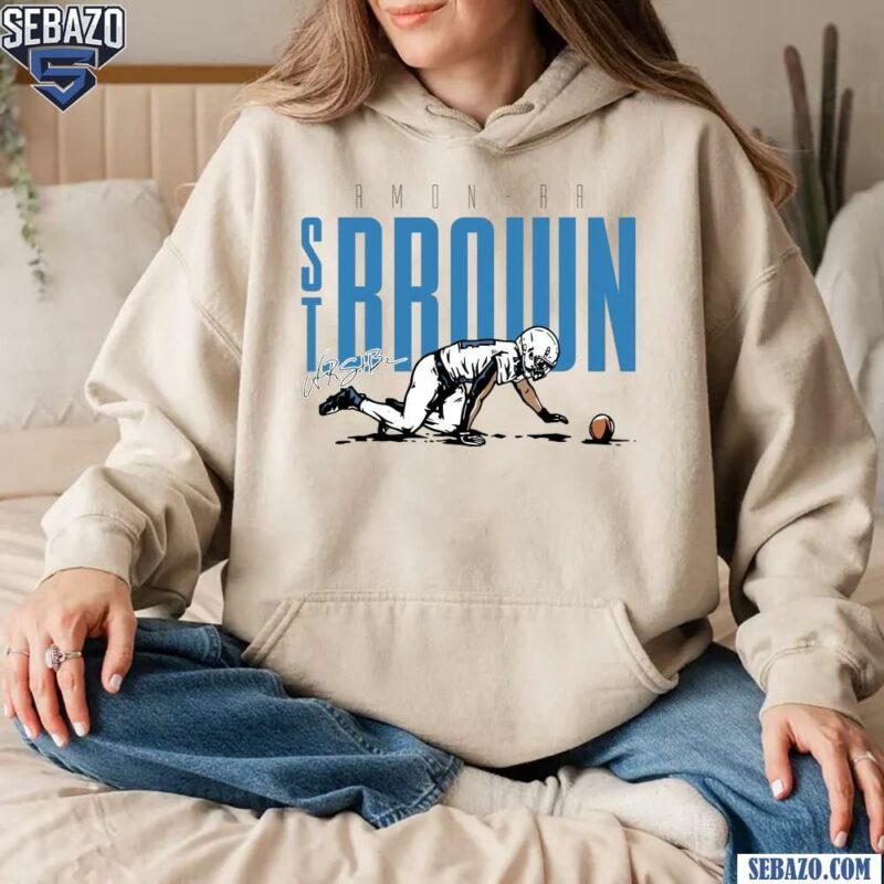 Amon Ra St Brown Detroit Lions Crawling Celebration Signature T-shirt hoodie