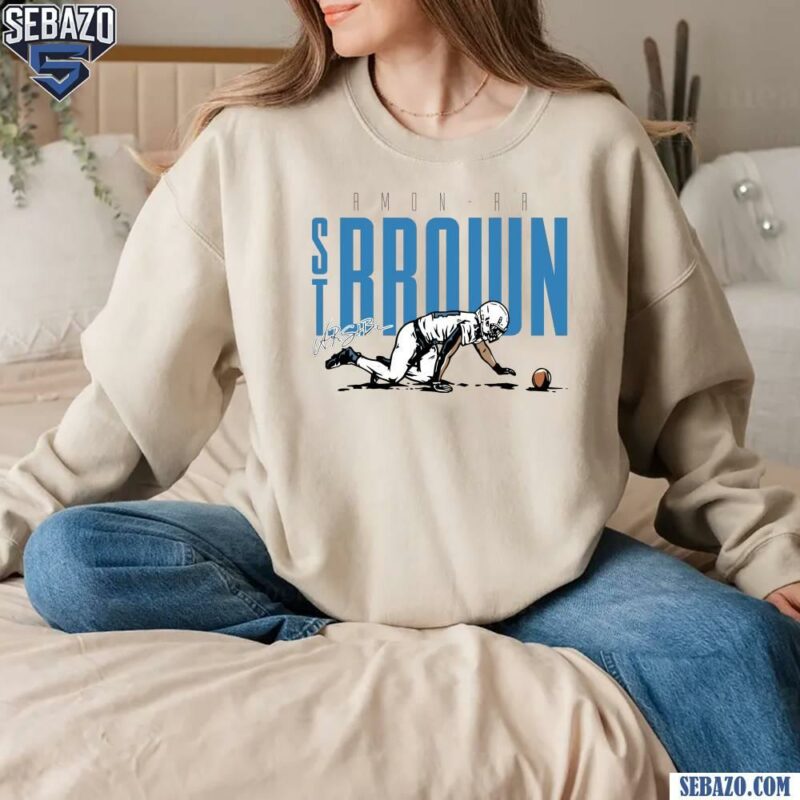 Amon Ra St Brown Detroit Lions Crawling Celebration Signature T-shirt sweatshirt