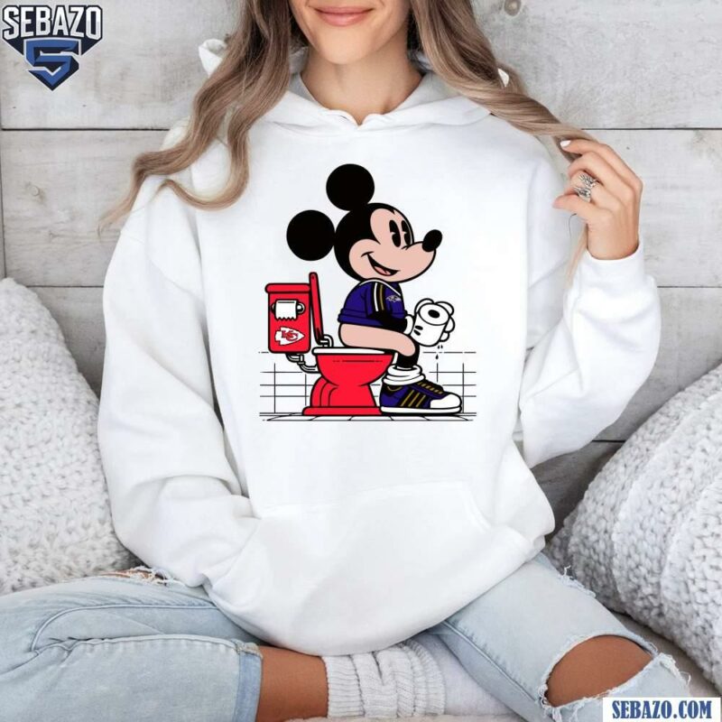 Custom Mickey Mouse Ravens Sitting On Chiefs T-shirt hoodie