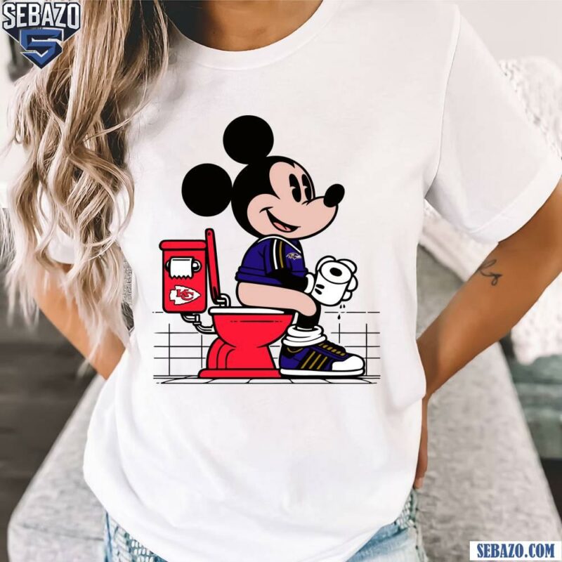 Custom Mickey Mouse Ravens Sitting On Chiefs T-shirt t-shirt