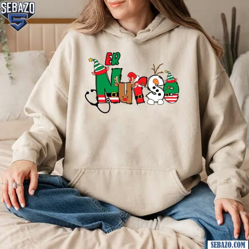 ER Nurse Christmas Elf Santa Hat T-shirt hoodie