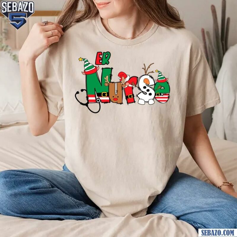 ER Nurse Christmas Elf Santa Hat T-shirt t-shirt