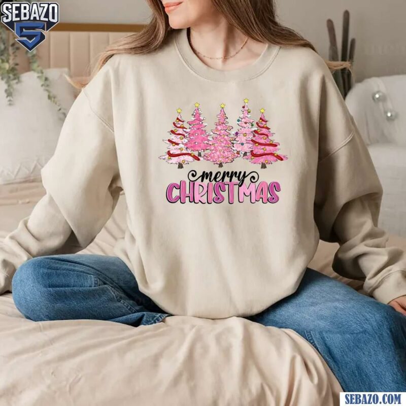 Merry Christmas Pink Christmas Tree T-shirt sweatshirt