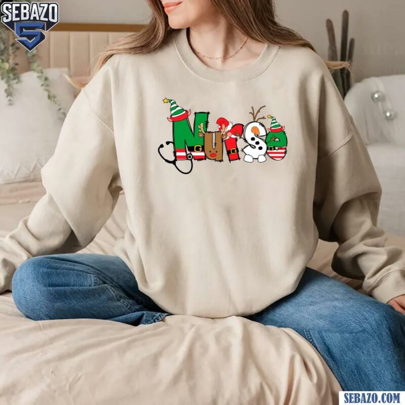 Nurse Christmas Elf Santa Hat T-shirt sweatshirt