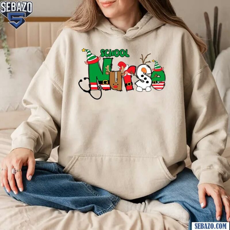 School Nurse Christmas Elf Santa Hat T-shirt hoodie