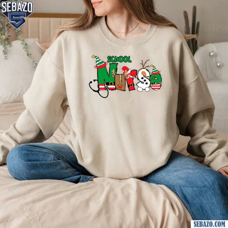 School Nurse Christmas Elf Santa Hat T-shirt sweatshirt