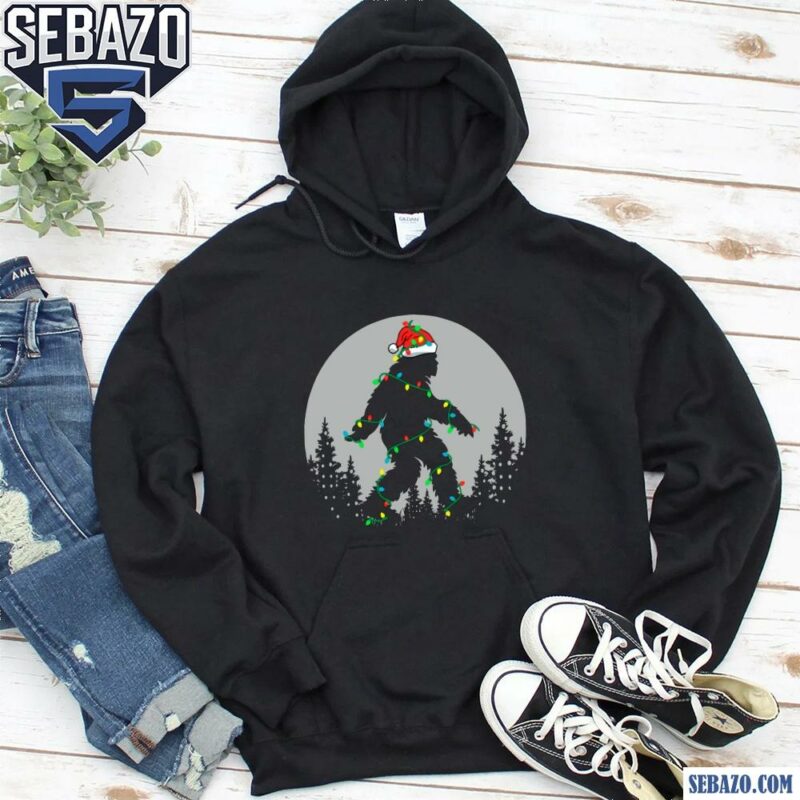 Bigfoot Santa Hat Christmas Lights Shirt hoodie