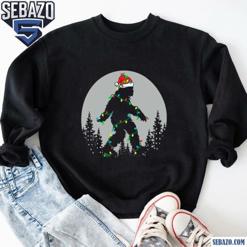 Bigfoot Santa Hat Christmas Lights Shirt sweatshirt