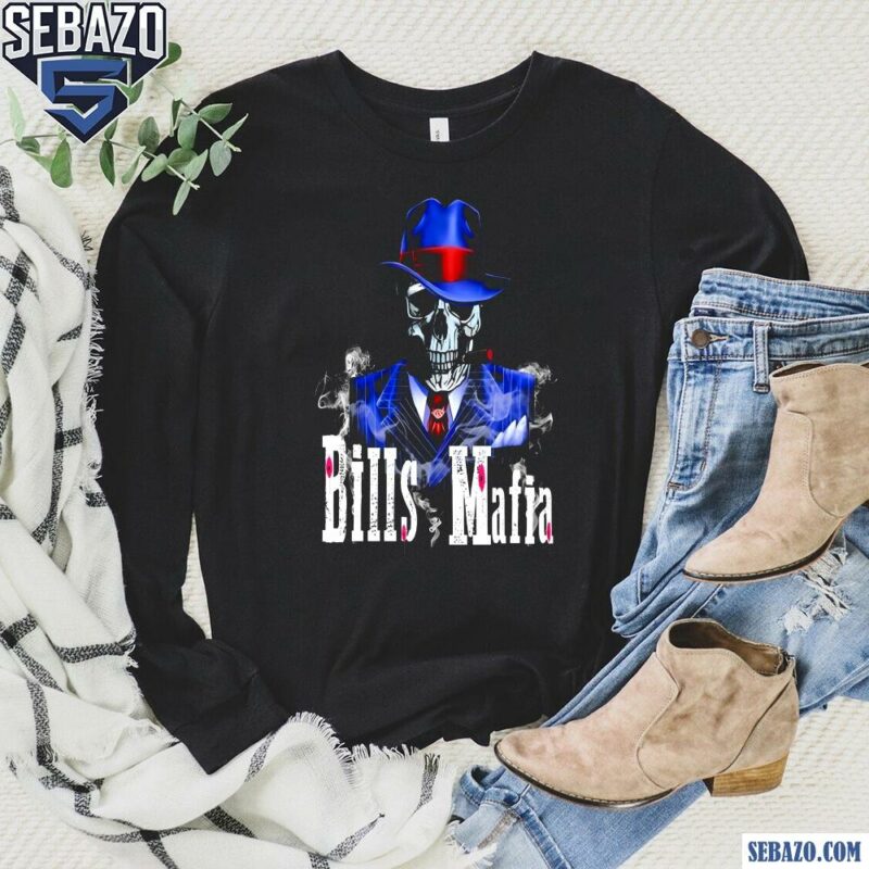 Bills Mafia Skull Smoking Football Shirt long sleeved