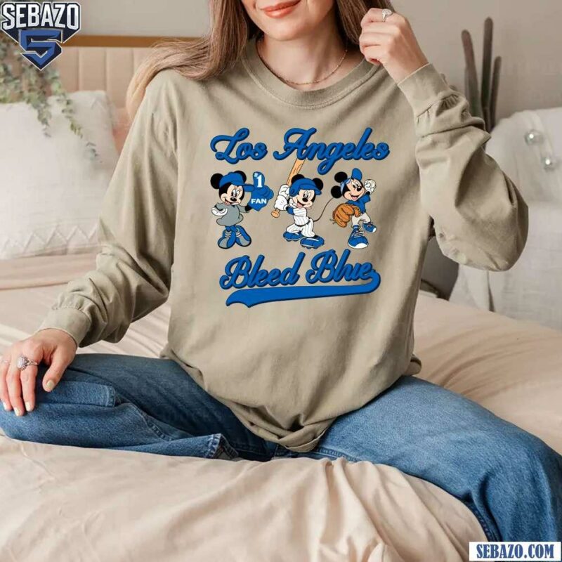 Bleed Blue Mickey And Minnie Disney Los Angeles Baseball Shirt long sleeved