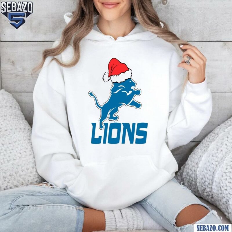 Christmas Detroit Lions Logo Santa Hat hoodie