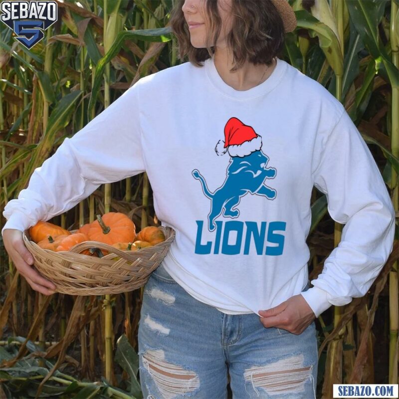 Christmas Detroit Lions Logo Santa Hat long sleeved