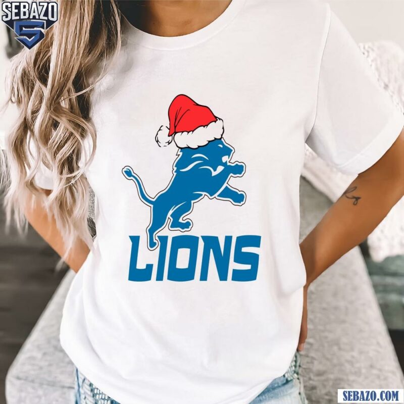 Christmas Detroit Lions Logo Santa Hat t-shirt