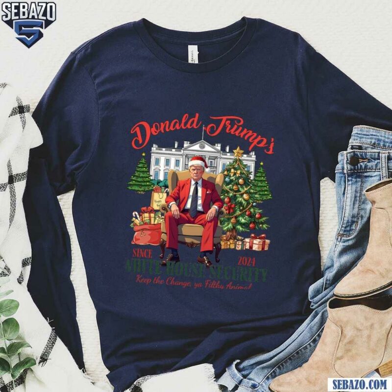 Donald Trumps White House Security Santa Hat Shirt long sleeved