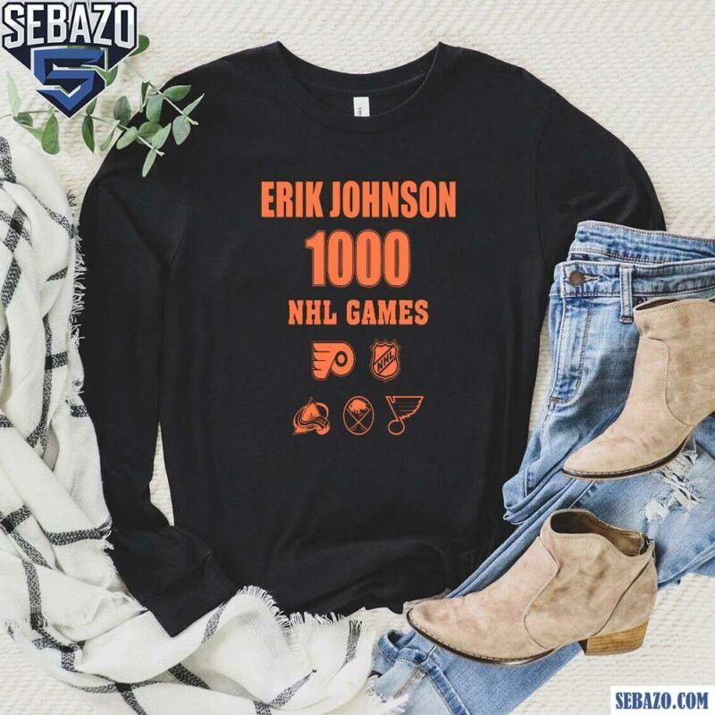 Erik Johnson 1000 Nhl Games Shirt long sleeved