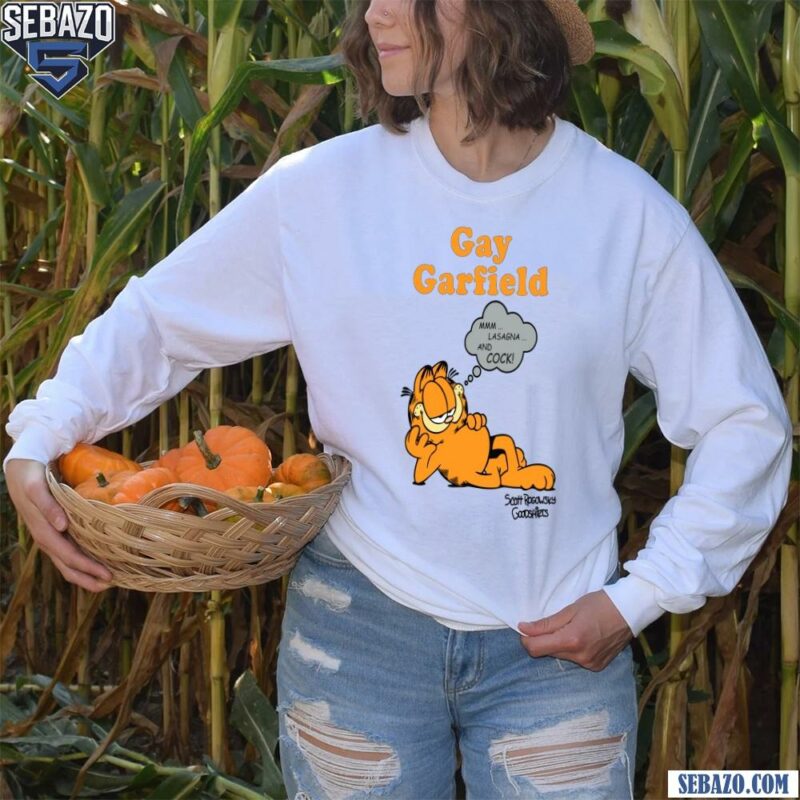 Gay Garfield Lasagna And Cock Funny Meme Shirt long sleeved