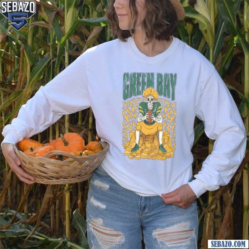 Green Bay Packers Cheesehead Skeleton Football Players Shirt long sleeved