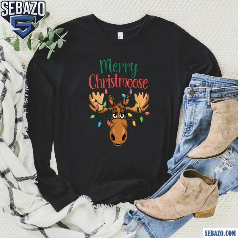 Merry Christmoose Funny Christmas Moose Shirt long sleeved