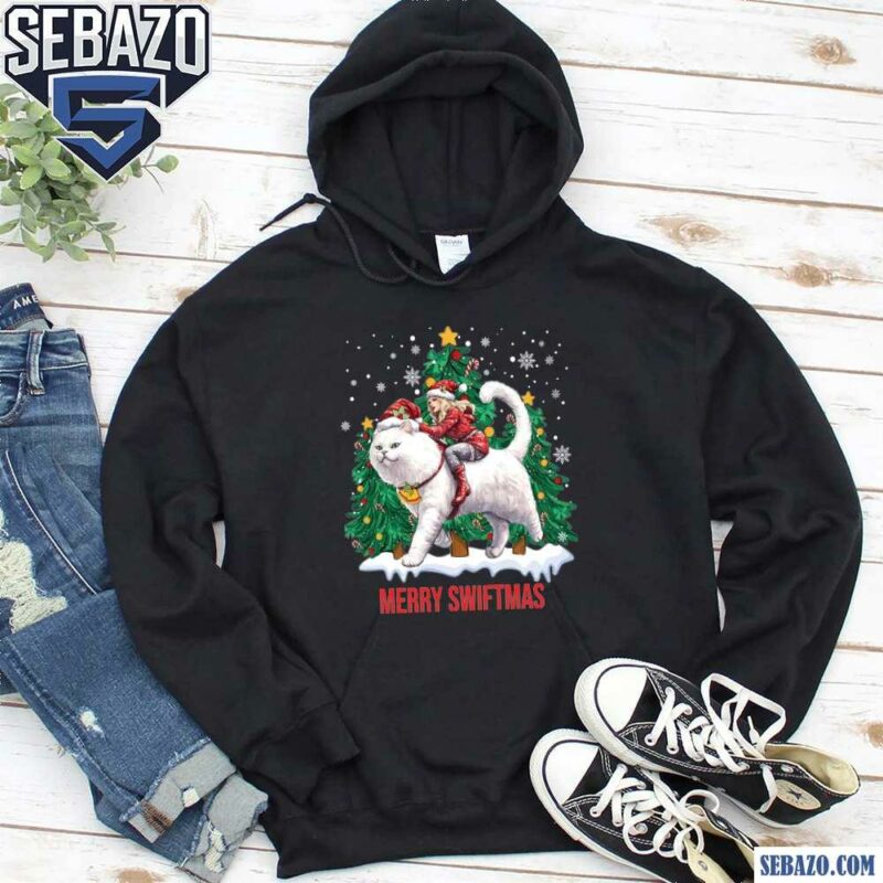 Merry Swiftmas Cat Version Santa Hat Christmas Tree Shirt hoodie