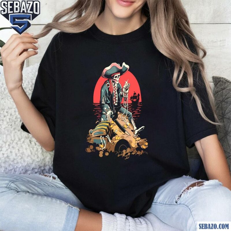 Pirates Of The Caribbean Pirate Skeleton On Treasure Shirt t-shirt