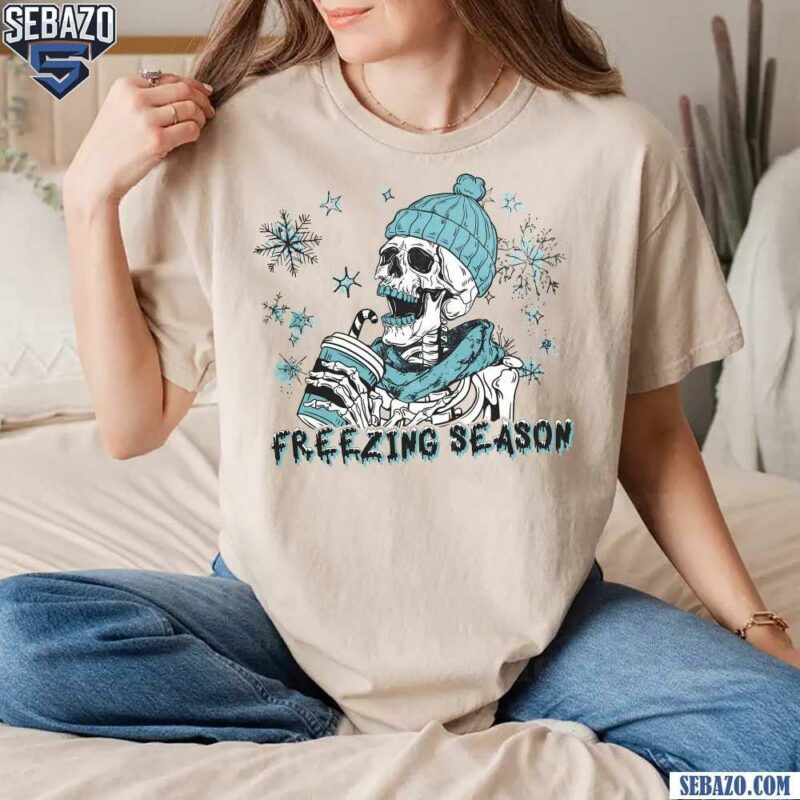 Retro Comfort Colors Freezing Season Christmas Skeleton Shirt t-shirt