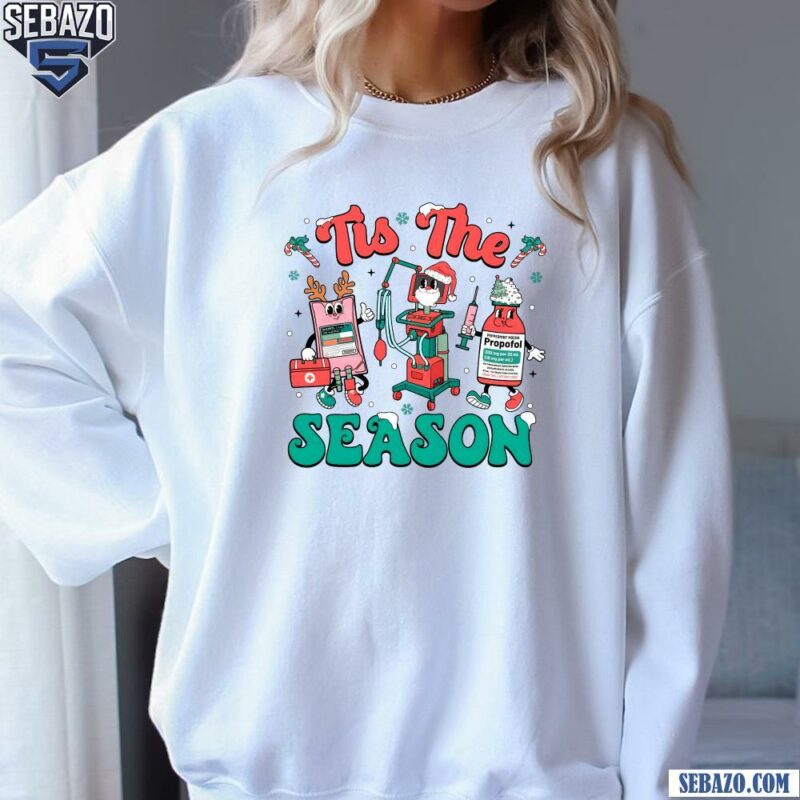 Retro Groovy Tis The Season Christmas ICU Nurse Shirt sweatshirt