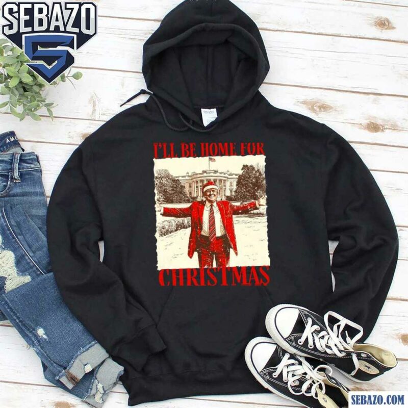 Retro Vintage Trump I Will Be Home For Christmas Santa Hat Shirt hoodie