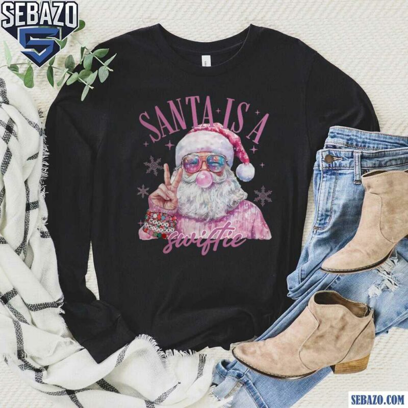 Santa Is A Swiftie Pink Christmas Santa Claus Shirt long sleeved