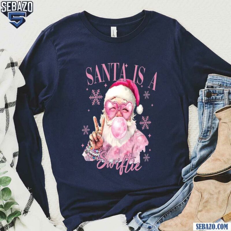 Santa Is A Swifties Christmas Pink Christmas Santa Shirt long sleeved