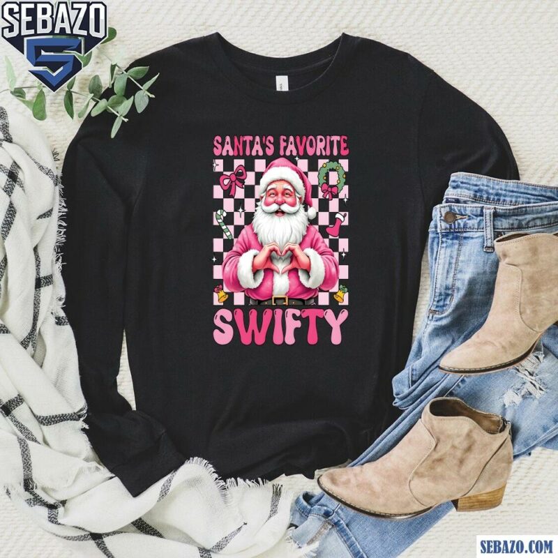 Santas Favorite Swiftie Retro Pink Christmas Santa Claus Shirt long sleeved