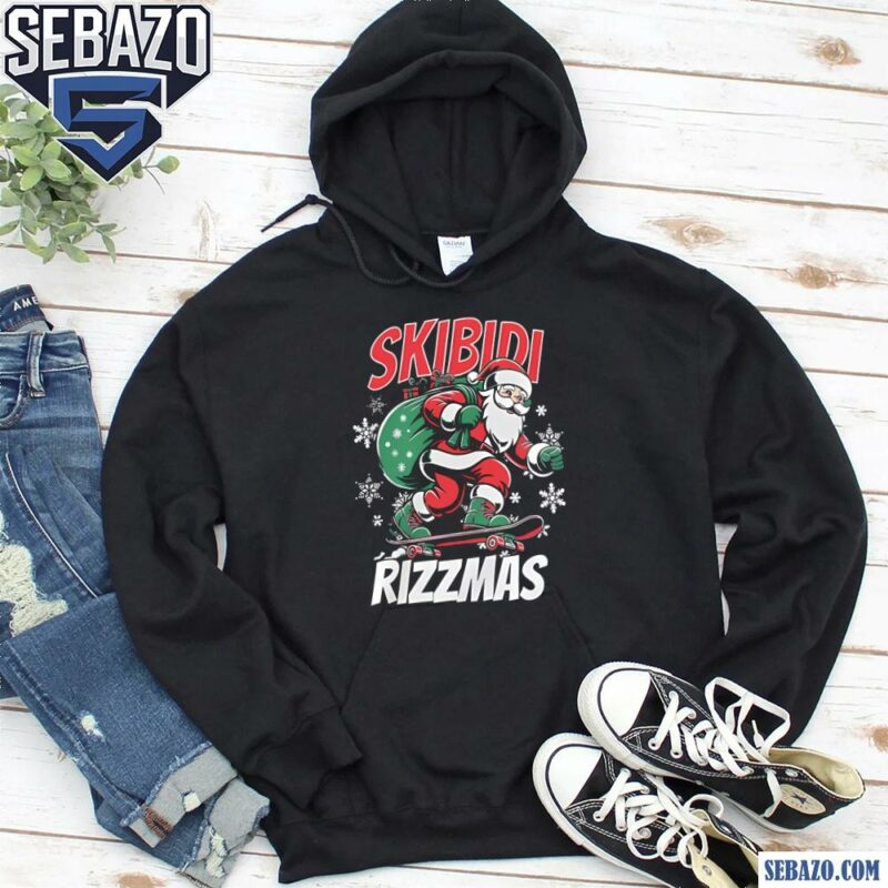 Skibidi Rizzmas Christmas Santa Skateboarding Shirt hoodie