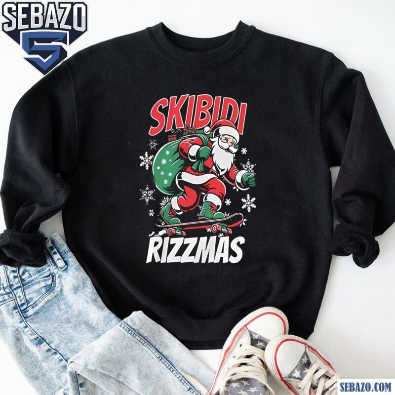 Skibidi Rizzmas Christmas Santa Skateboarding Shirt sweatshirt