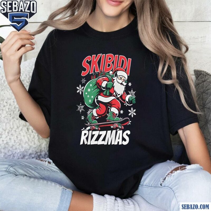 Skibidi Rizzmas Christmas Santa Skateboarding Shirt t-shirt