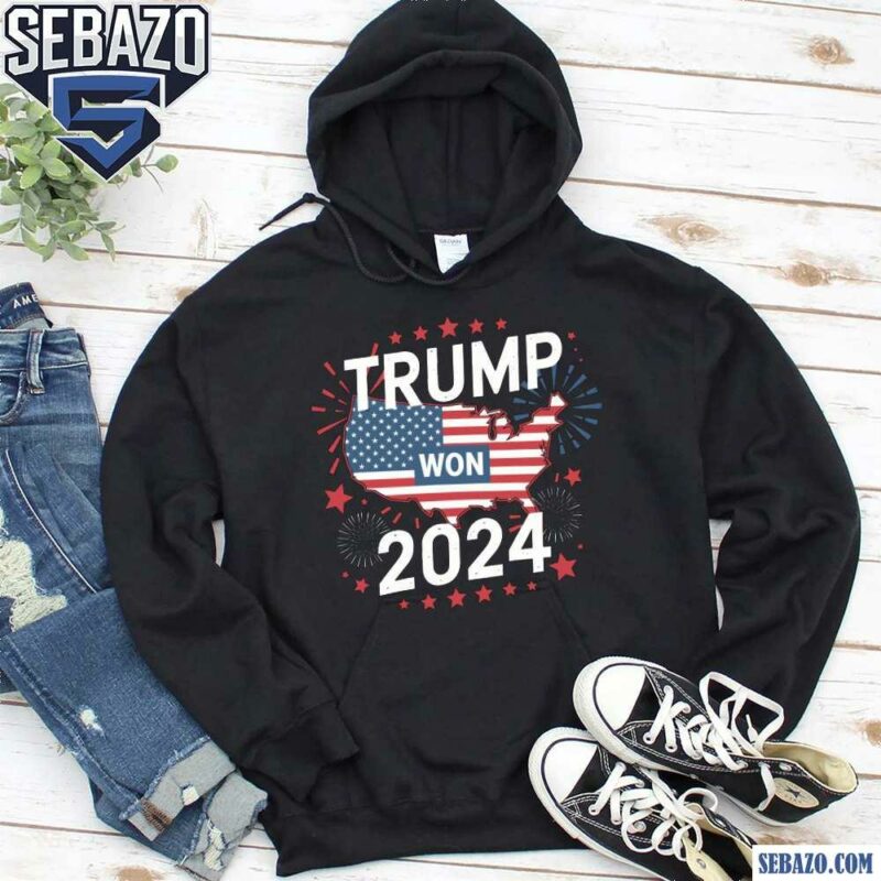 Trump Won President 2024 American Flag Map Shirt hoodie