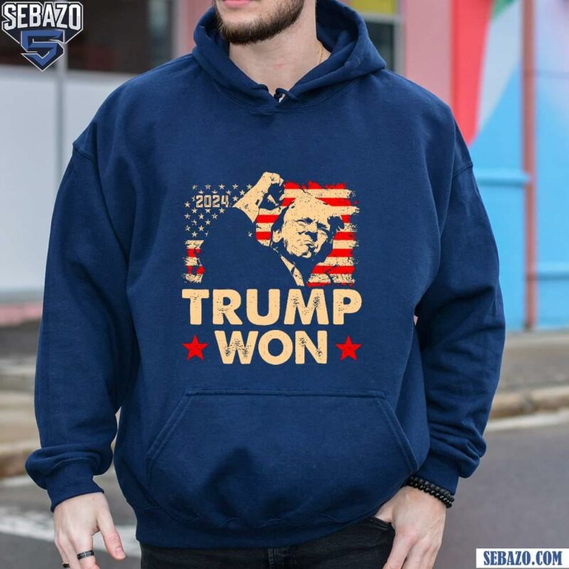 Vintage American Flag 2024 Trump Won Sihouette Shirt hoodie