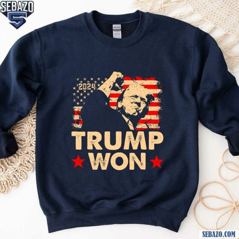 Vintage American Flag 2024 Trump Won Sihouette Shirt sweatshirt