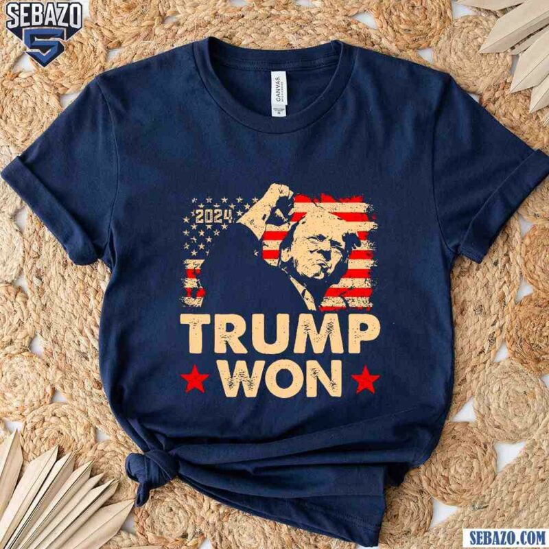 Vintage American Flag 2024 Trump Won Sihouette Shirt t-shirt