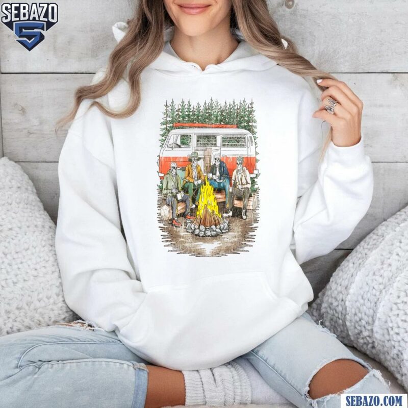 Vintage Campervan Camping Skeleton Squad Shirt hoodie