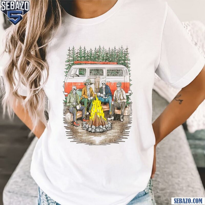 Vintage Campervan Camping Skeleton Squad Shirt t-shirt