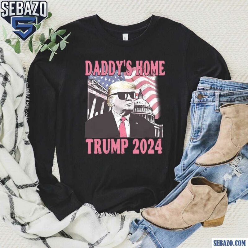 Vintage Daddys Home White House Trump 2024 American Flag Shirt long sleeved