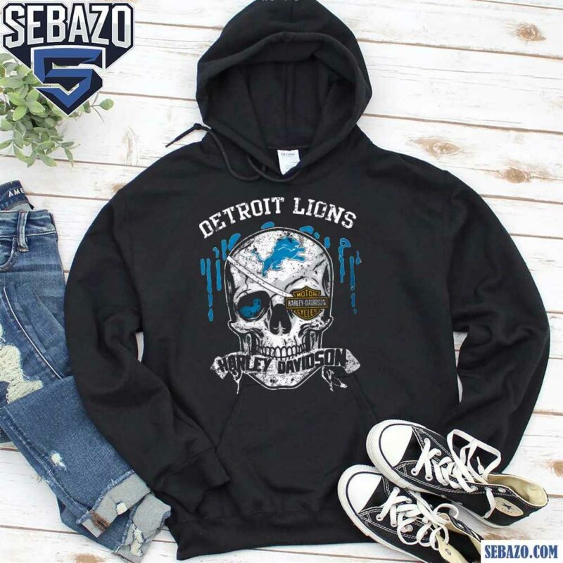 Vintage Detroit Lions Harley Davidson Logo Skull Shirt hoodie