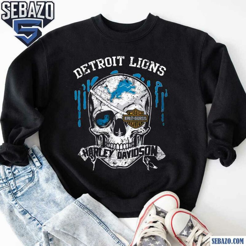 Vintage Detroit Lions Harley Davidson Logo Skull Shirt sweatshirt