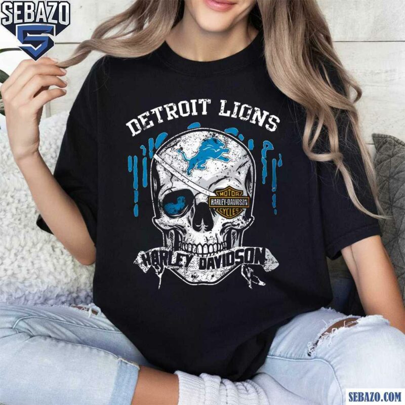 Vintage Detroit Lions Harley Davidson Logo Skull Shirt t-shirt