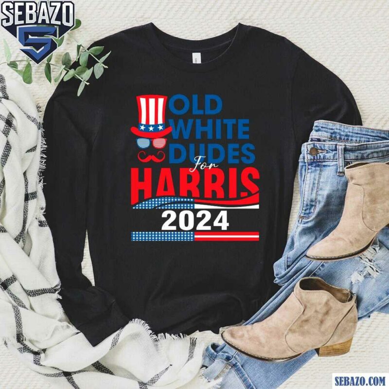 Vintage Old White Dudes For Harris 2024 American Flag Shirt long sleeved