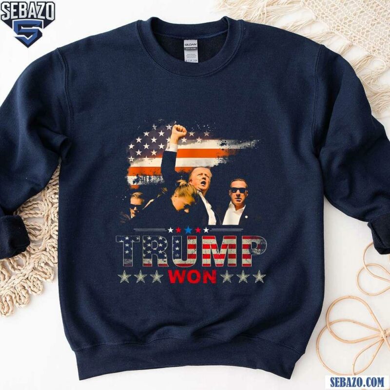 Vintage Trump Won 47Th President 2024 American Flag Shirt sweatshirt