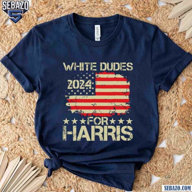 Vintage White Dudes For Harris 2024 Election American Flag Shirt t-shirt