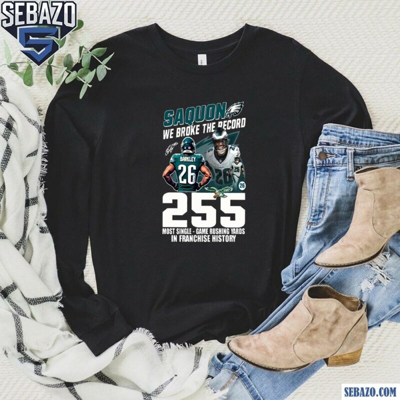 250 Saquon We Broke The Record Shirt long sleeved