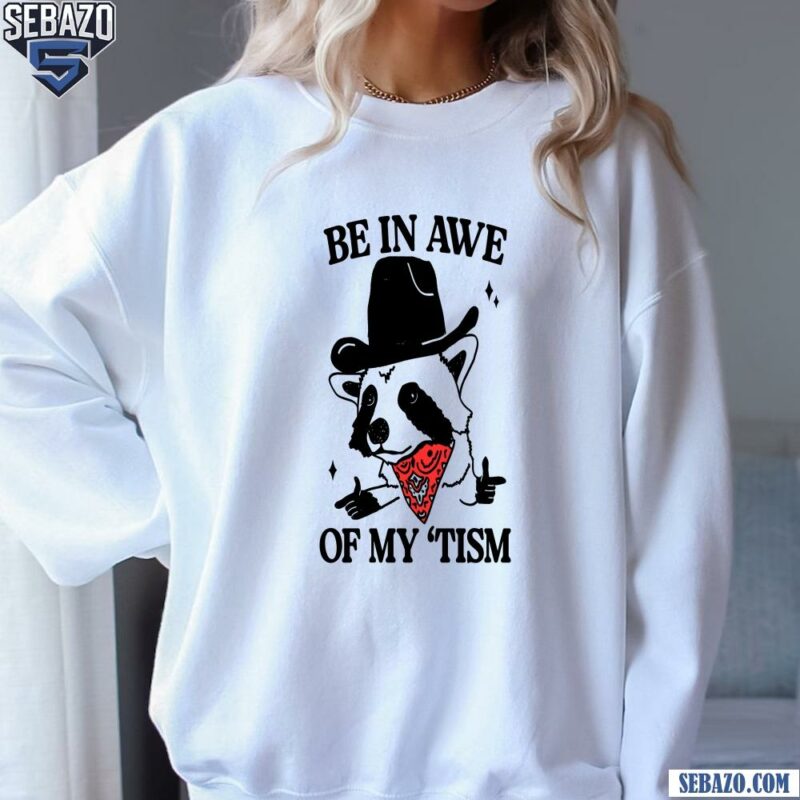 Be In Awe Of My Tism Funny Raccoon Meme Shirt sweatshirt