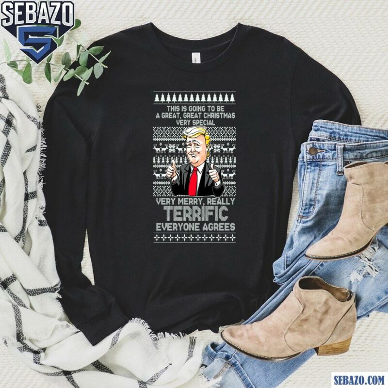 Funny Donald Trump Great Terrific Merry Christmas Shirt long sleeved