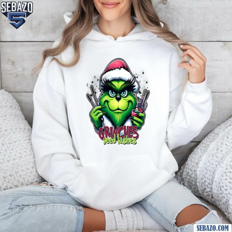 Grinches Need Lashes Christmas Grinch Makeup Artist Shirt hoodie